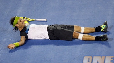 נדאל חוגג בסיום. ספורטאי למופת (Gettyimages) נדאל חוגג בסיום. ספורטאי למופת (Gettyimages)