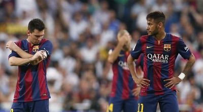 מסי וניימאר מתוסכלים (רויטרס) מסי וניימאר מתוסכלים (רויטרס)