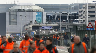 שדה התעופה בבריסל לאחר הפיגוע (רויטרס)