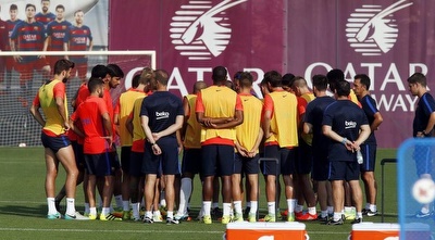 שחקני ברצלונה במהלך ההכנות האחרונות (האתר הרשמי של ברצלונה)