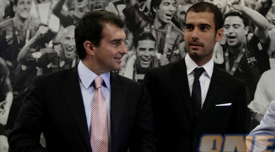 פפ גווארדיולה עם לפורטה. המינוי הפתיע רבים (רויטרס)