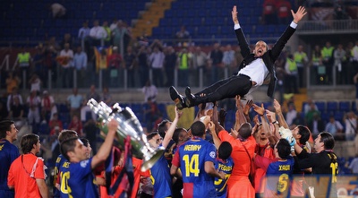 גווארדיולה באוויר. אסולין בירך אותו (GettyImages)