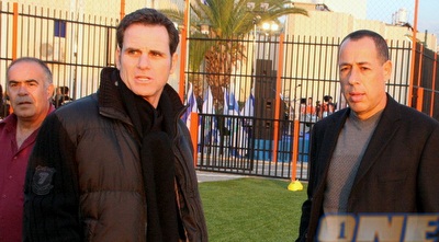 חזי מגן ובוני גינצבורג במהלך הטקס (משה חרמון) חזי מגן ובוני גינצבורג במהלך הטקס (משה חרמון)