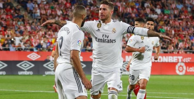 סרחיו ראמוס וקארים בנזמה חוגגים (La Liga)