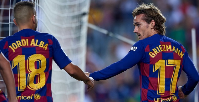 אנטואן גריזמן חוגג עם ג'ורדי אלבה (La Liga)